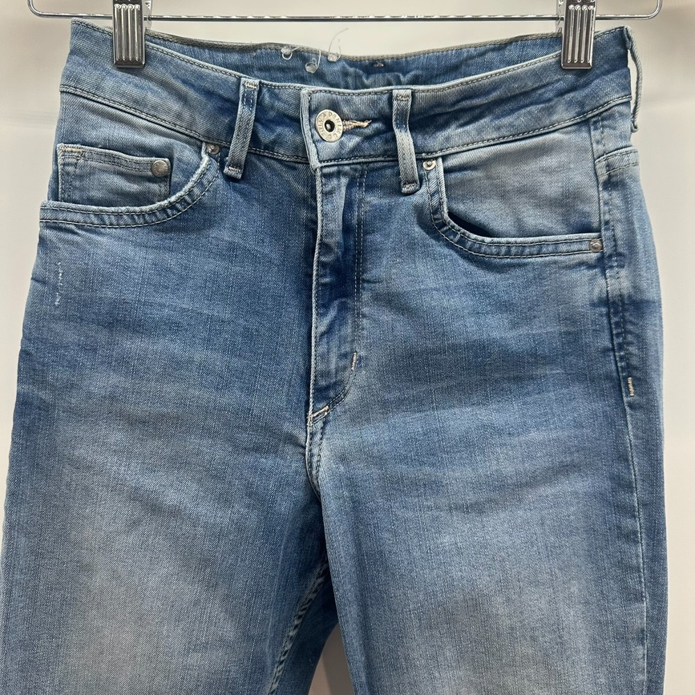 H&M Jeans Womens 28 Blue Denim Skinny Ankle High Waist Distressed Frayed Hem